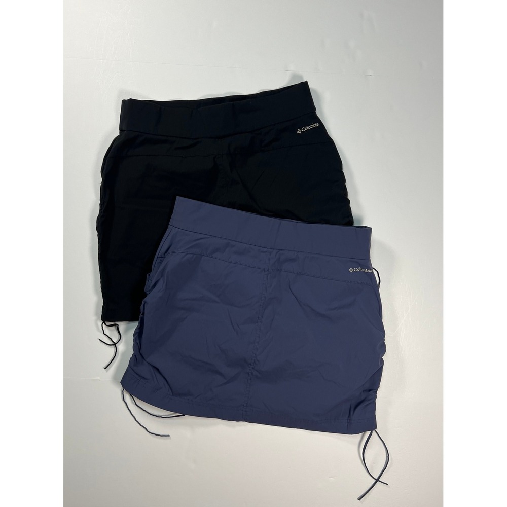 Columbia Anytime Casual Skort Women Medium Black Blue Set of 2 Cinch Side Ruched - Picture 2 of 7